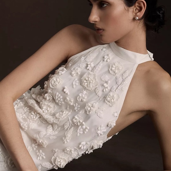 Elegant White Floral Dress - Bridal - Picture 3 of 6